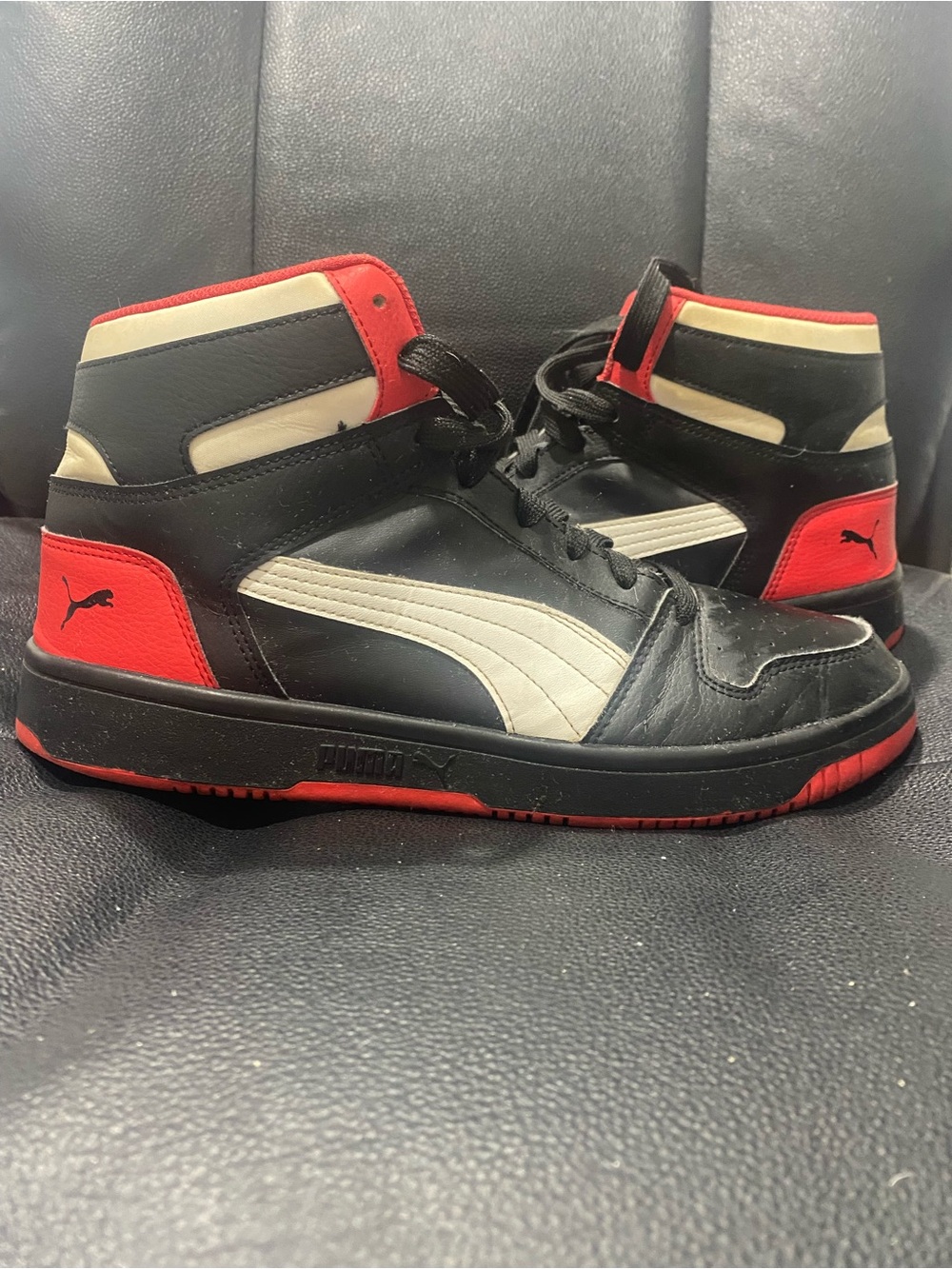 Size 9 - Puma Rebound LayUp SL Black High Risk Red